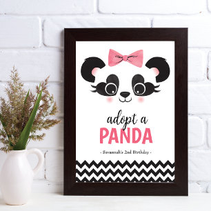 Panda Beer Roze Adopteer een dierenvriend partij t Foto Afdruk