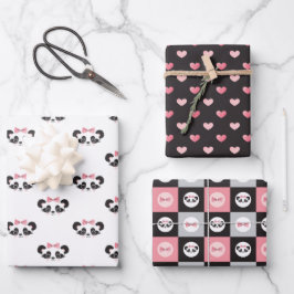 Panda Beer roze cadeau Inpakpapier Vel