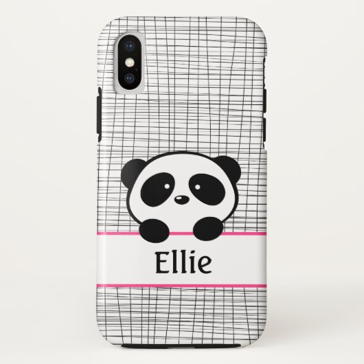 Panda Beer Roze en Zwart Girly Dier Monogram Case-Mate iPhone Case (Achterkant)