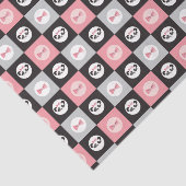 Panda Beer Roze Hart Blok Patroon Tissuepapier (Detail)