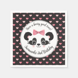 Panda Beer Roze Meisjes Verjaardagsfeest Servet