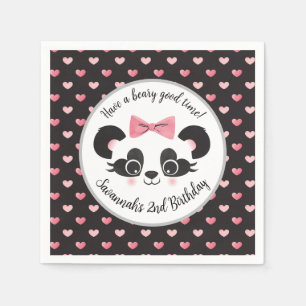 Panda Beer Roze Meisjes Verjaardagsfeest Servet
