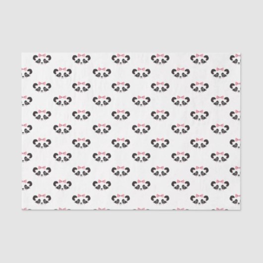 Panda Beer Roze Schattige Panda Gezicht Patterned Tissuepapier (Voorkant)