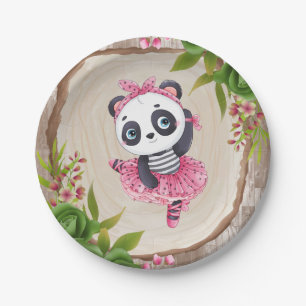 Panda Beer Roze Tutu Girl Baby shower Papieren Bordje