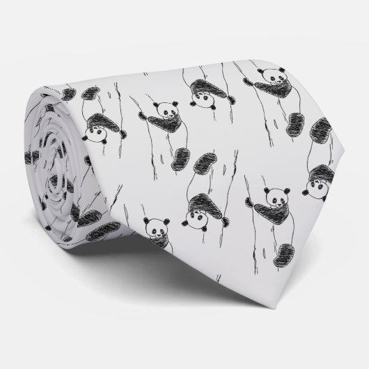 Panda Beer Sketch Patroon  Stropdas (Opgerold)