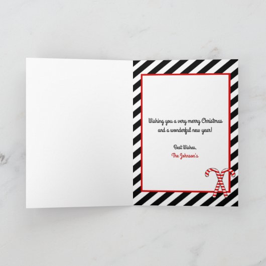 Panda-Beer snoepjes en kerstmis met strepen Feestdagen Kaart (Binnen)