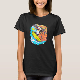 Panda-Beer Surfboard-oplossing op surfplank opzade T-shirt