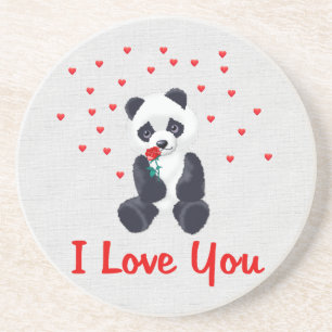 Panda Beer Valentijn Zandsteen Onderzetter