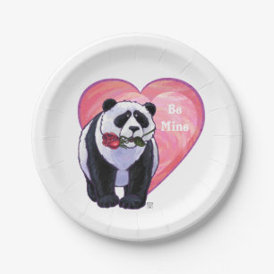 Panda Beer Valentijnsdag Papieren Bordje