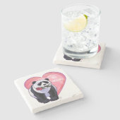 Panda Beer Valentijnsdag Stenen Onderzetter (Zijkant)