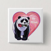 Panda Beer Valentijnsdag Vierkante Button 5,1 Cm (Voorkant)