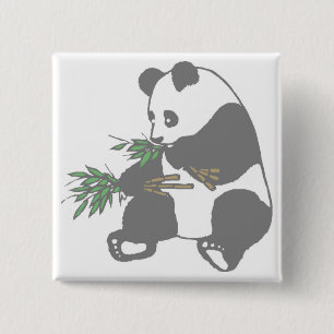 Panda Beer Vierkante Button 5,1 Cm