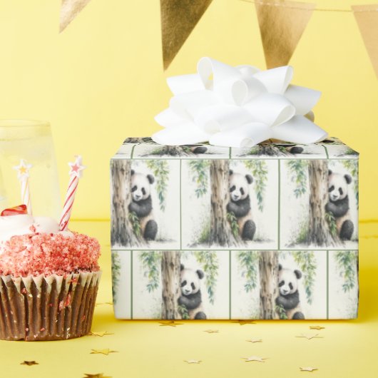 Panda Beer Waterverf Design Cadeaupapier (Verjaardagsfeest)