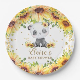 Panda Beer Zonnebloemen Baby shower Verjaardagsfee Papieren Bordje