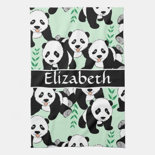 Panda Beren Afbeelding personaliseren Theedoek (Verticaal)