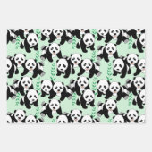 Panda-Beren die papierbladen overladen Inpakpapier Vel (Voorkant)
