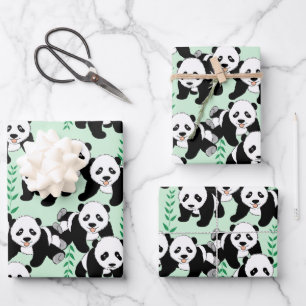 Panda-Beren die papierbladen overladen Inpakpapier Vel