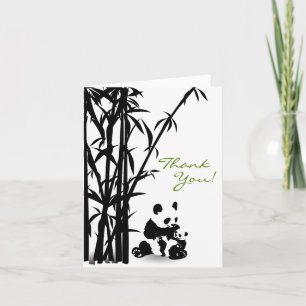 Panda Beren en bamboe bedankkaart
