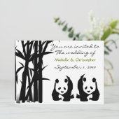 Panda Beren en Bamboe bruiloft uitnodiging (Staand voorkant)