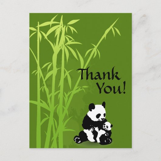 Panda Beren en bamboe Dank u Briefkaart (Voorkant)