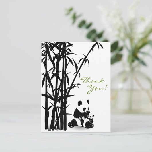 Panda Beren en bamboe Dank u Briefkaart (Staand voorkant)