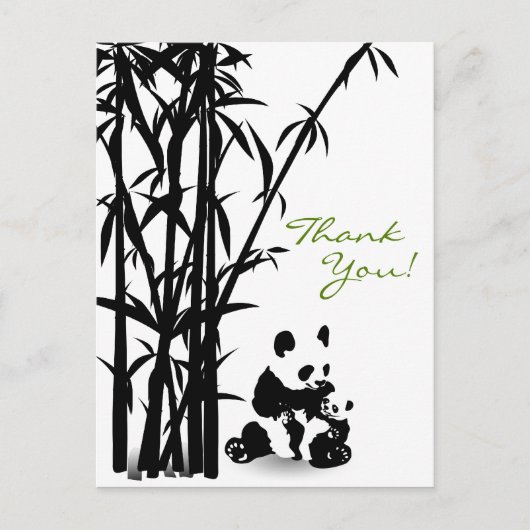 Panda Beren en bamboe Dank u Briefkaart (Voorkant)