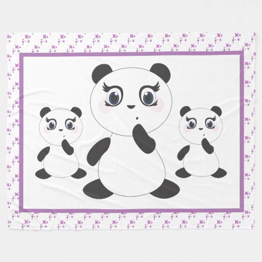 Panda Beren Fleece Deken (Voorkant (Horizontaal))