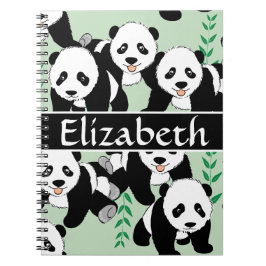 Panda Beren Grafisch Patroon aan Personaliseer Notitieboek