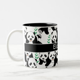 Panda Beren Grafisch Patroon aan Personaliseer Tweekleurige Koffiemok