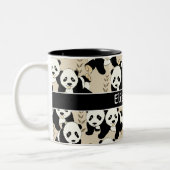 Panda Beren Grafisch Patroon Personaliseren Tweekleurige Koffiemok (Links)