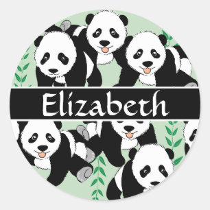 Panda Beren Graphic gepersonaliseerd Ronde Sticker