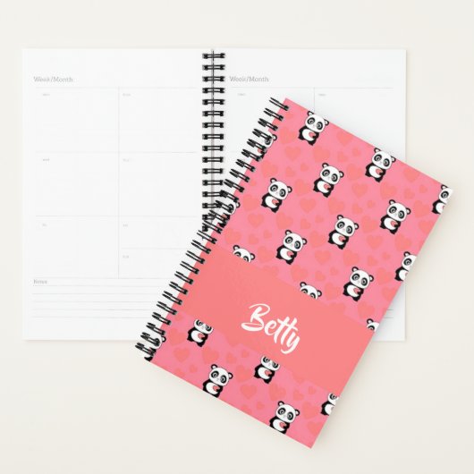Panda beren houden van roze motief planner (Display)