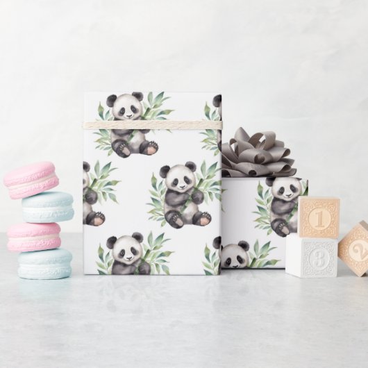 Panda Beren in bamboe bladeren Cadeaupapier (Baby Shower)