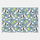 Panda-Beren, regenbogen, bladeren en strips Inpakpapier Vel (Voorkant)