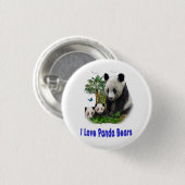 Panda Beren Ronde Button 3,2 Cm (Voorkant /achterkant)