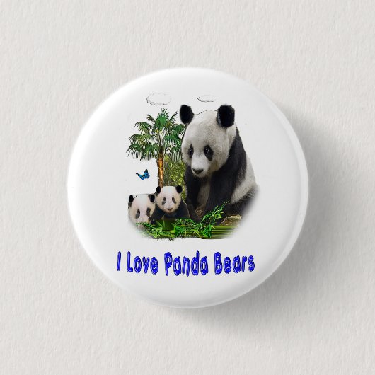 Panda Beren Ronde Button 3,2 Cm (Voorkant)