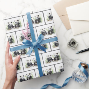 Panda Beren Waterverf Cadeaupapier