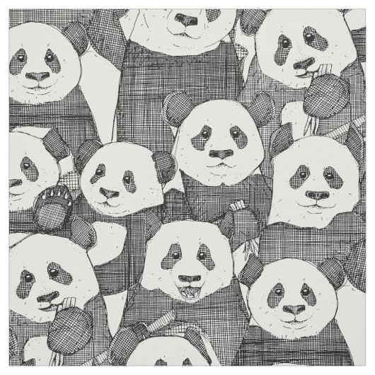 panda beren zwart wit stof (Swatch)