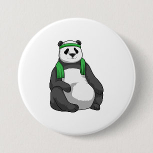 Panda bij Fitness met handdoek Ronde Button 7,6 Cm