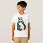Panda bij Fitness met handdoek T-shirt (Voorkant volledig)