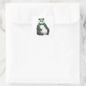 Panda bij Fitness met handdoek Vierkante Sticker (Tas)