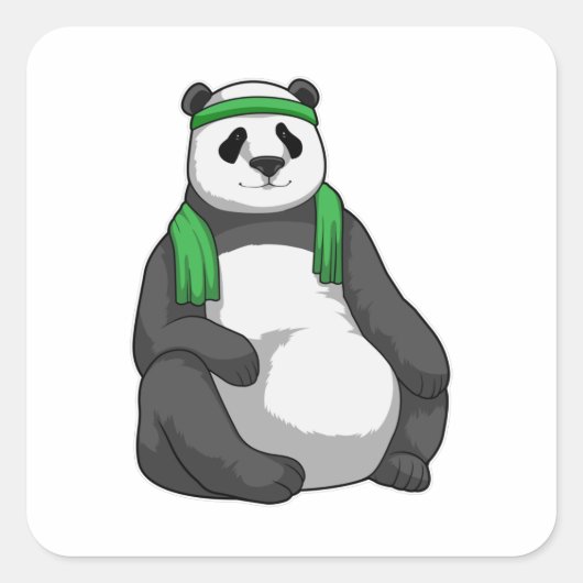 Panda bij Fitness met handdoek Vierkante Sticker (Voorkant)