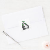 Panda bij Fitness met handdoek Vierkante Sticker (Envelop)