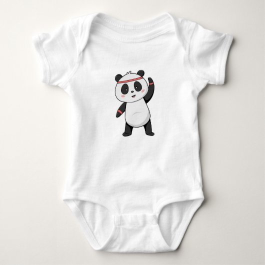 Panda bij Fitness met Hoofdband Romper (Voorkant)
