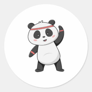Panda bij Fitness met Hoofdband Ronde Sticker