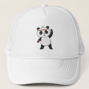 Panda bij Fitness met Hoofdband Trucker Pet