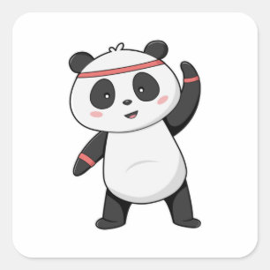 Panda bij Fitness met Hoofdband Vierkante Sticker