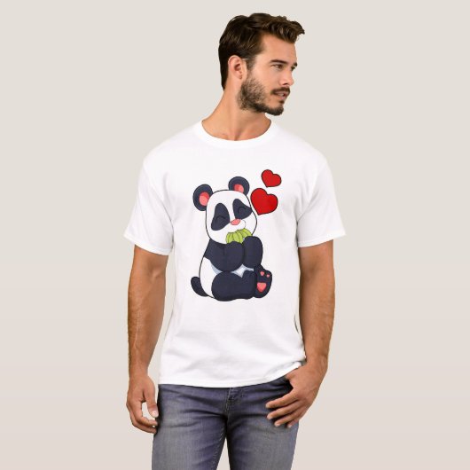 Panda bij het eten van bladeren t-shirt (Voorkant volledig)
