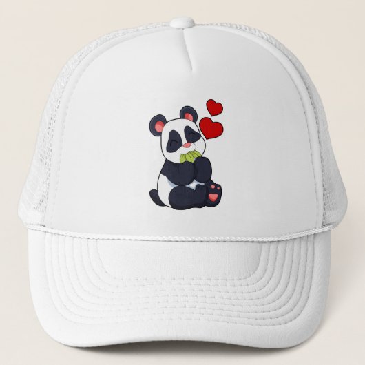 Panda bij het eten van bladeren trucker pet (Voorkant)