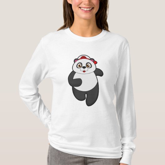 Panda bij het runnen met Pet T-shirt (Voorkant)